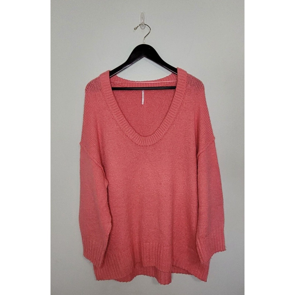 FREE PEOPLE Brookside Oversized Sweater Pink Lightning Women Size L - Picture 2 of 6